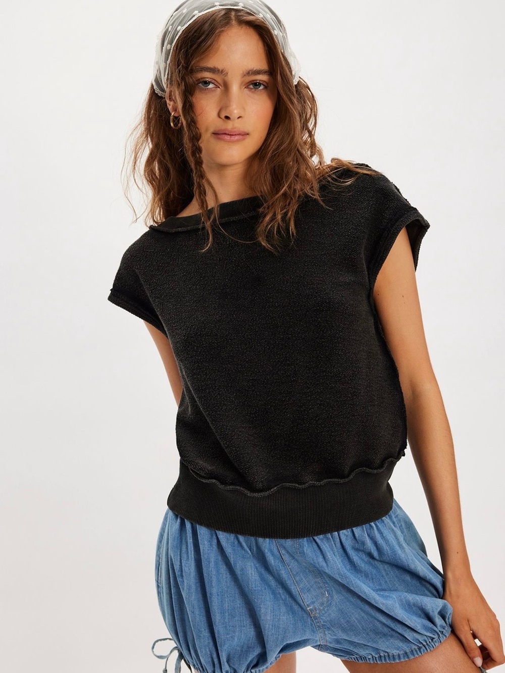 NWOT Free People Serena Pullover~ Black
